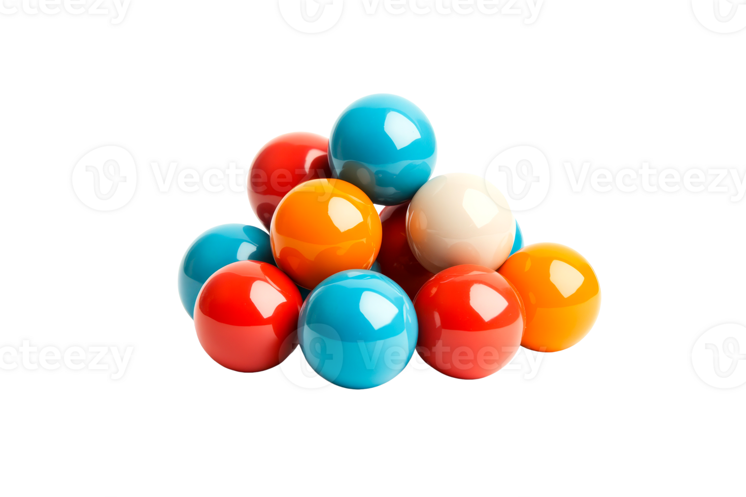 Colorful glossy balls in a playful stack png
