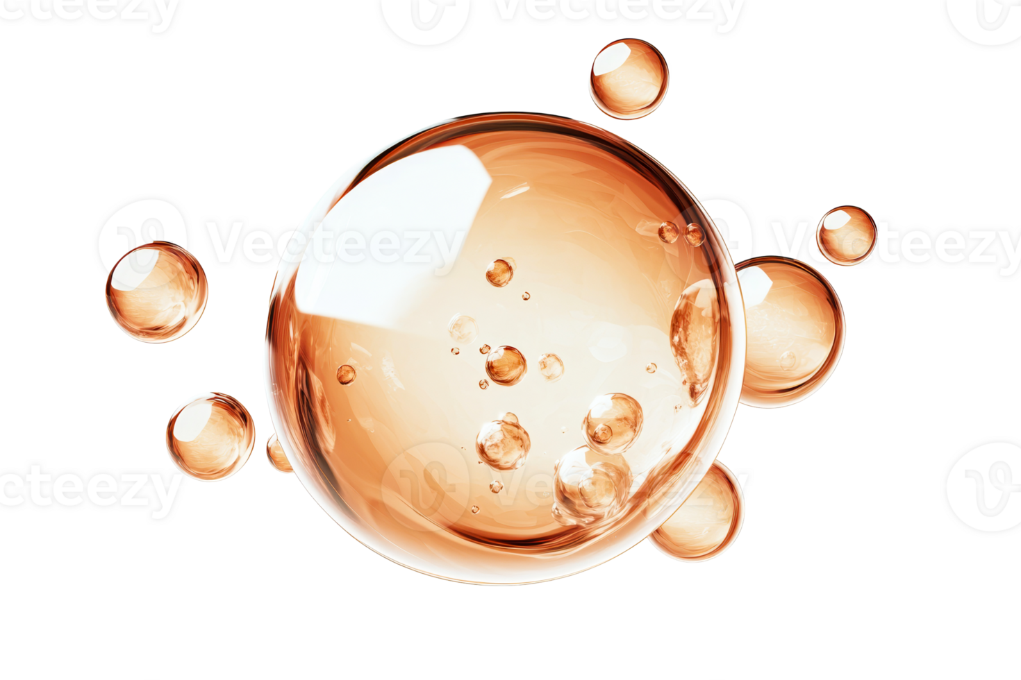 Orange liquid bubbles on clear bg png