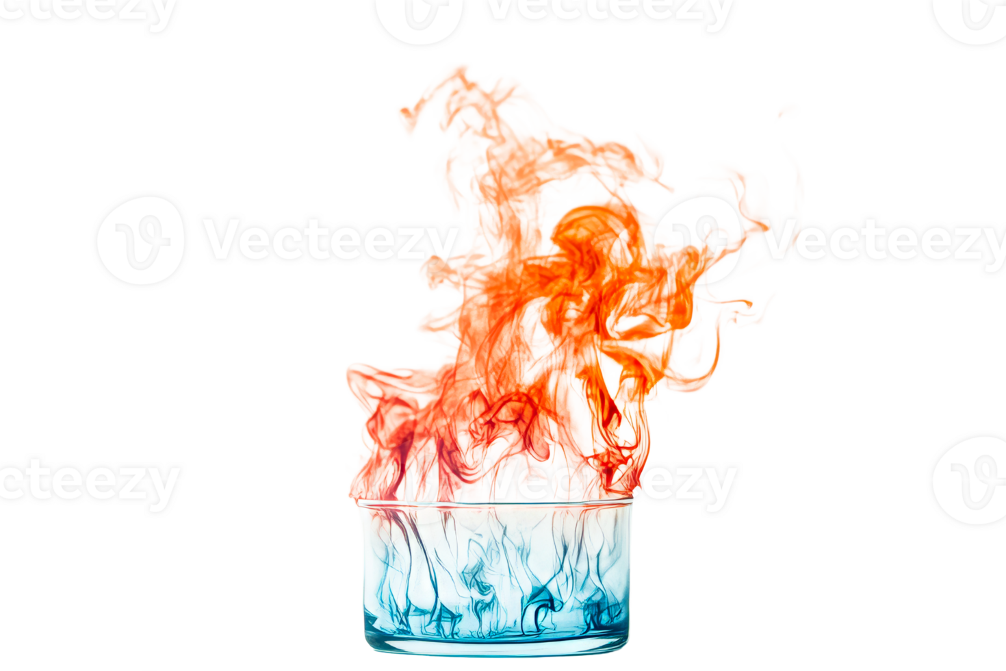 Colorful smoke swirling in a glass container png