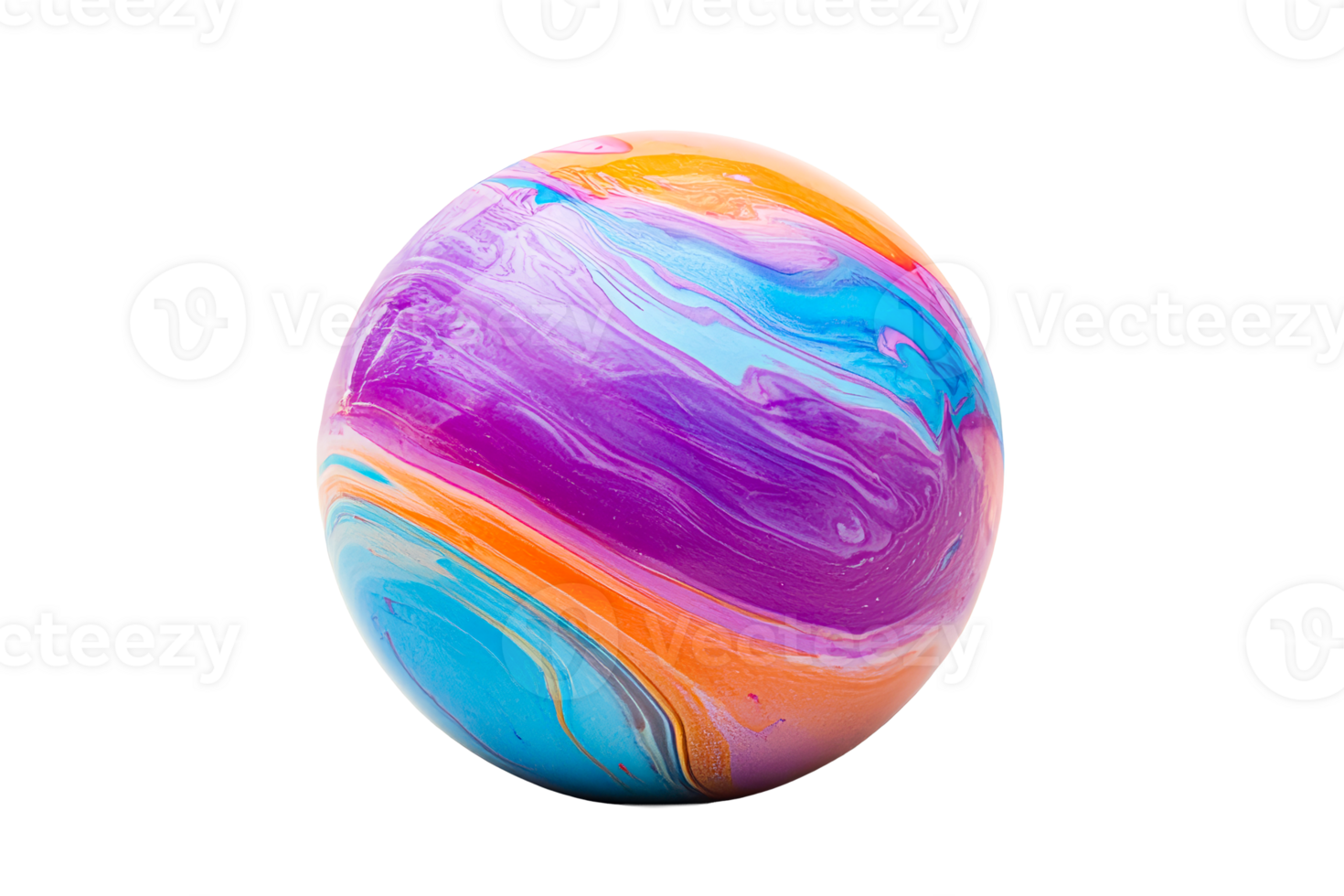 Swirling colorful marble on transparent bg png
