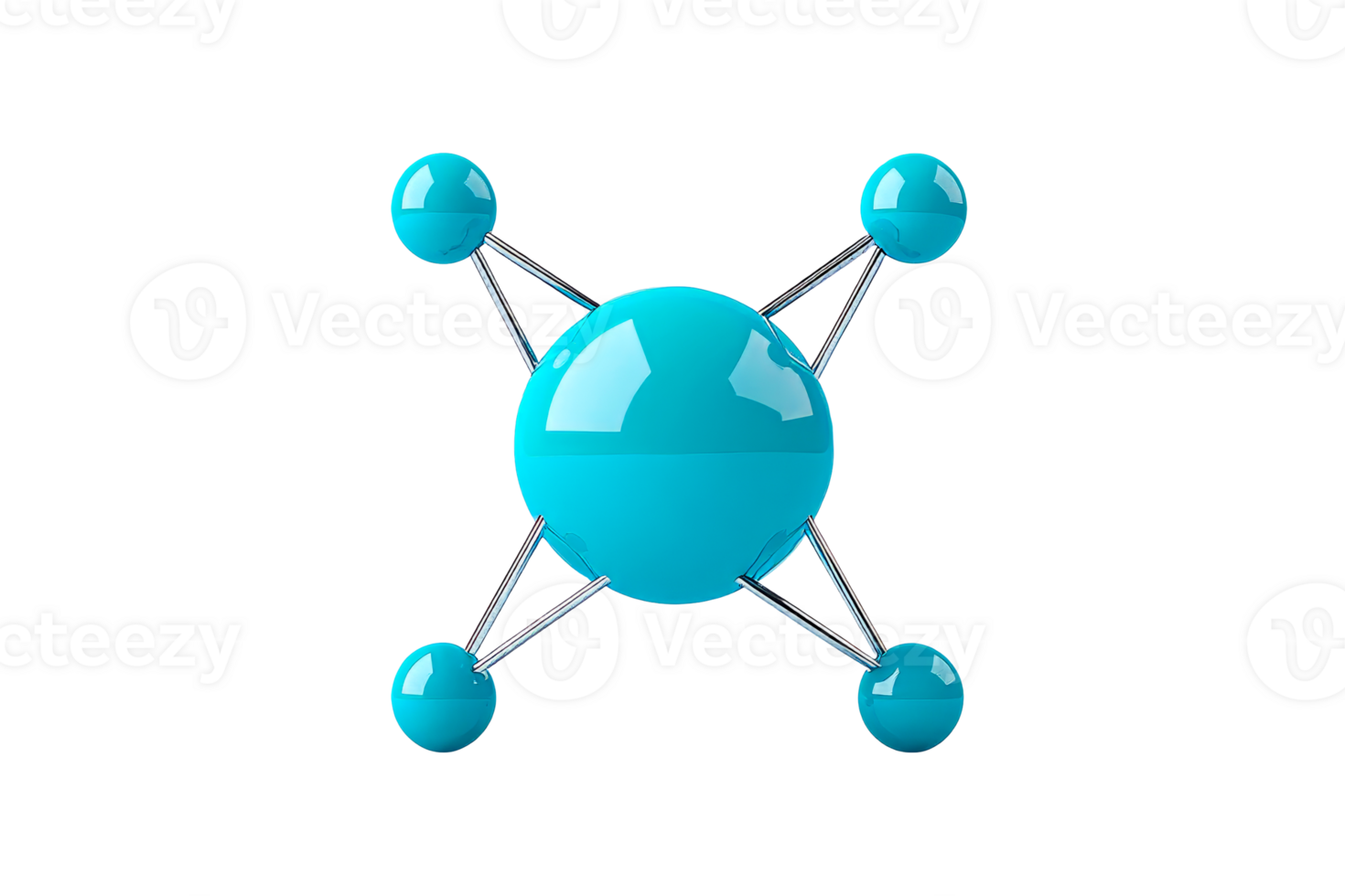 Blue molecular structure, clear background png