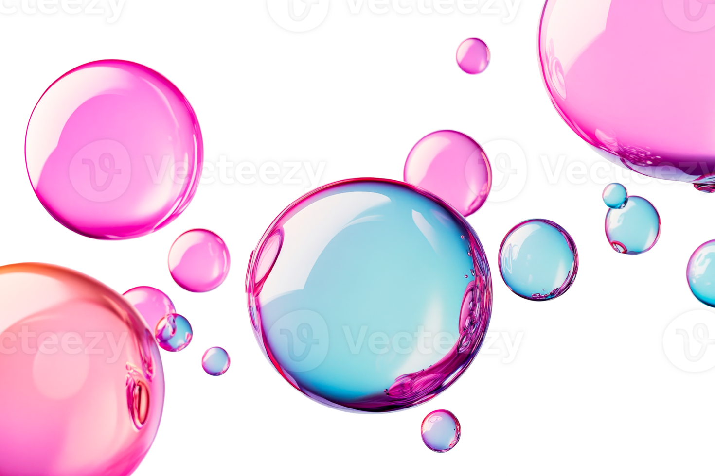 Colorful bubbles on clear background png