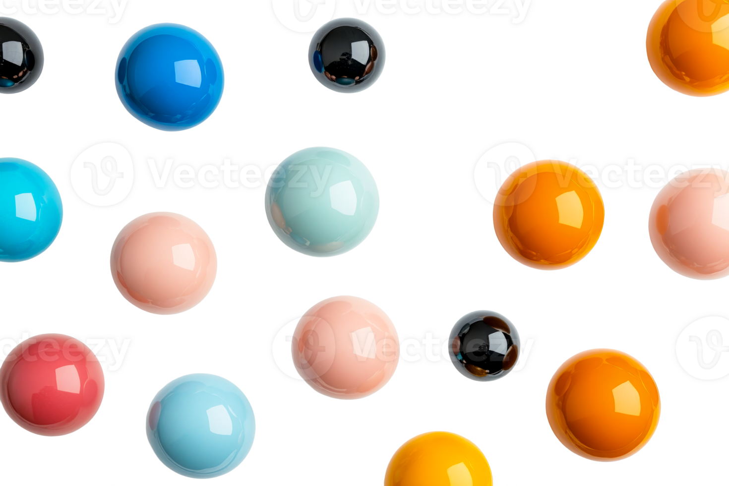 Glossy spheres in an abstract pattern png