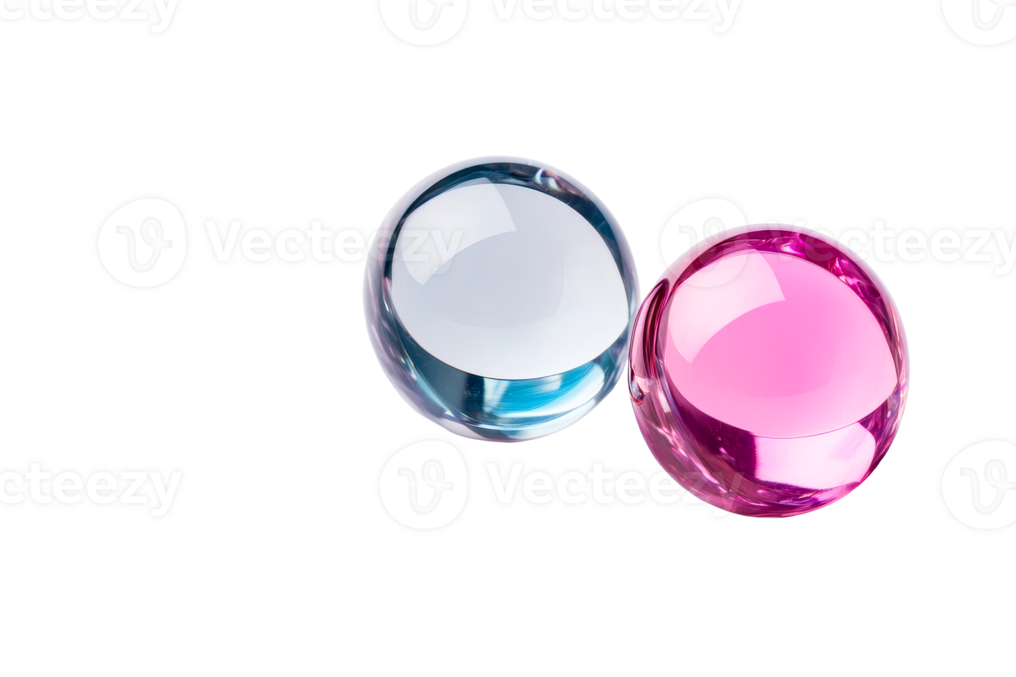 Bright glass spheres on a clear surface png