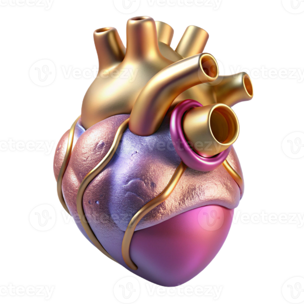 wonderful rustic Anatomical Heart Illustration Isolated for Medical Design high quality png