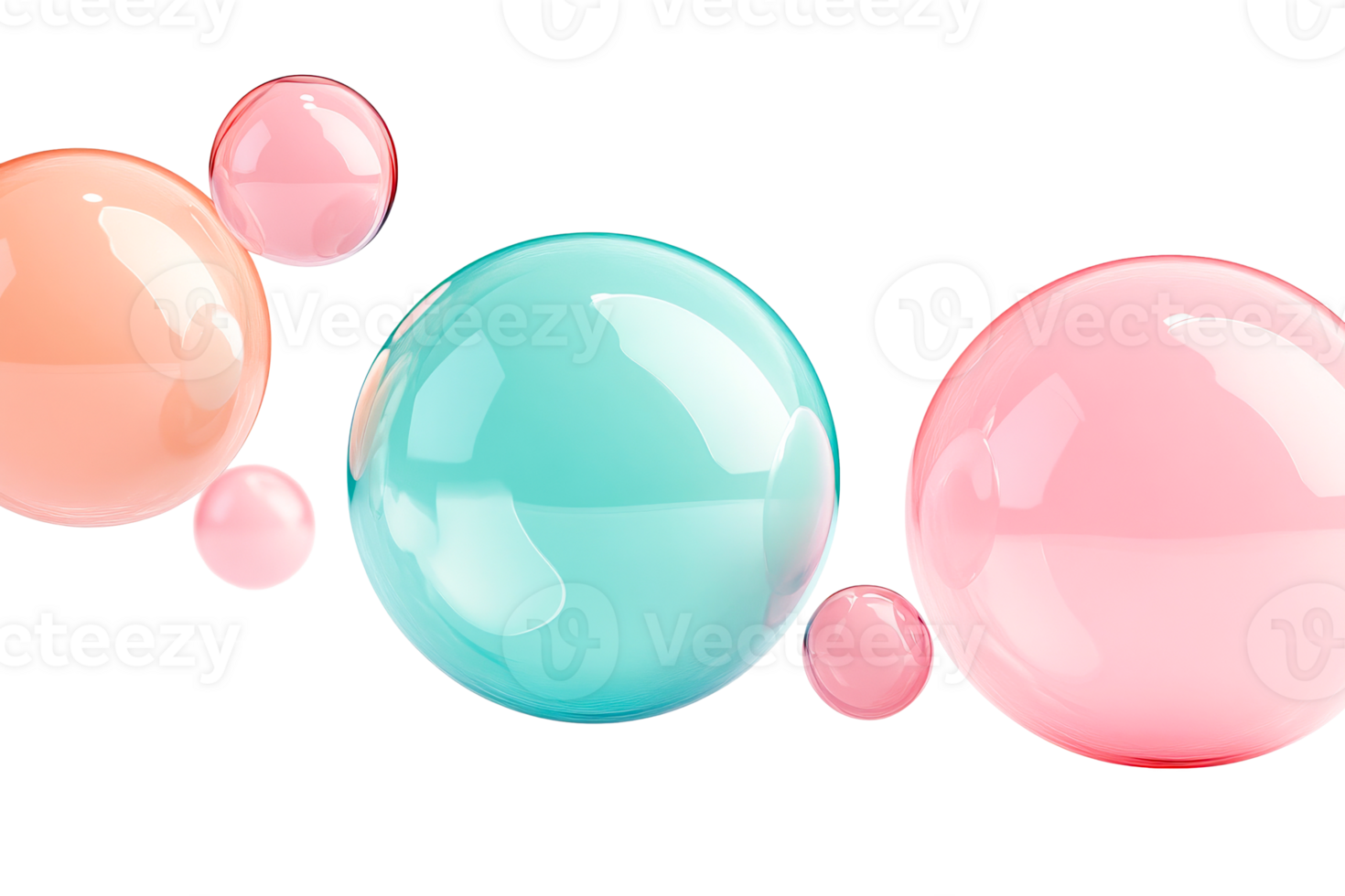 Colorful bubbles floating in bright space png