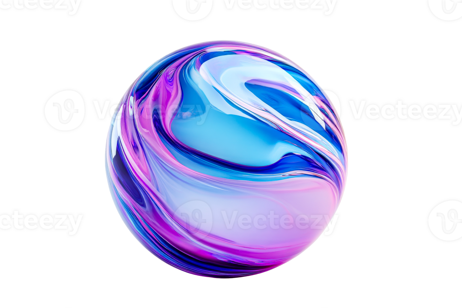 Colorful marble sphere with swirling patterns png