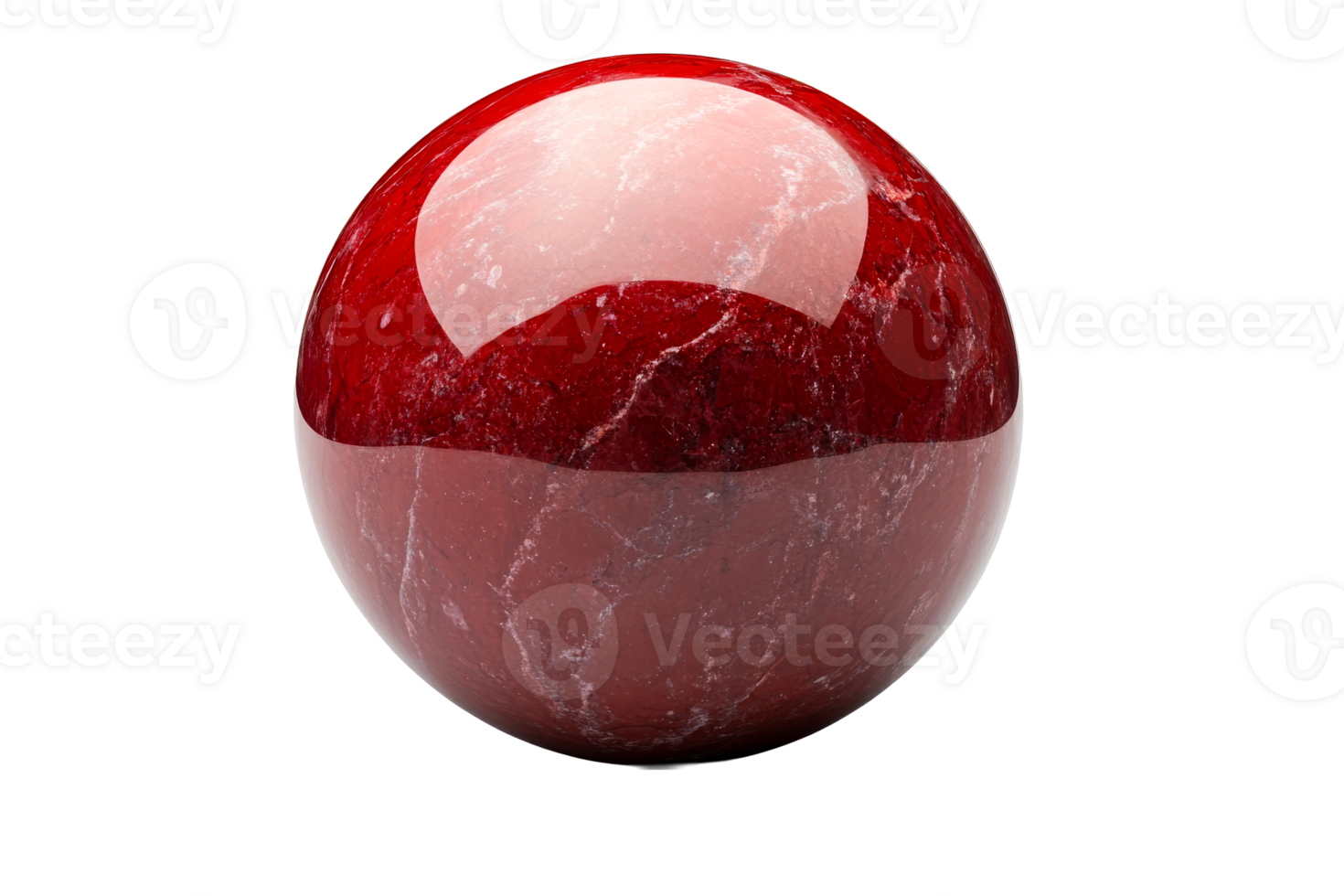 Shiny red marble sphere with a smooth surface png