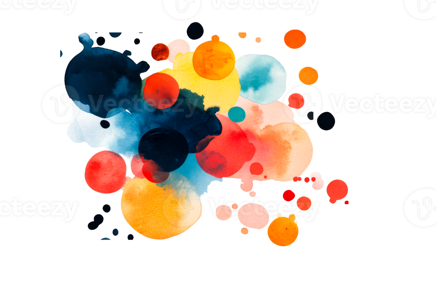 Colorful abstract watercolor design with circles png