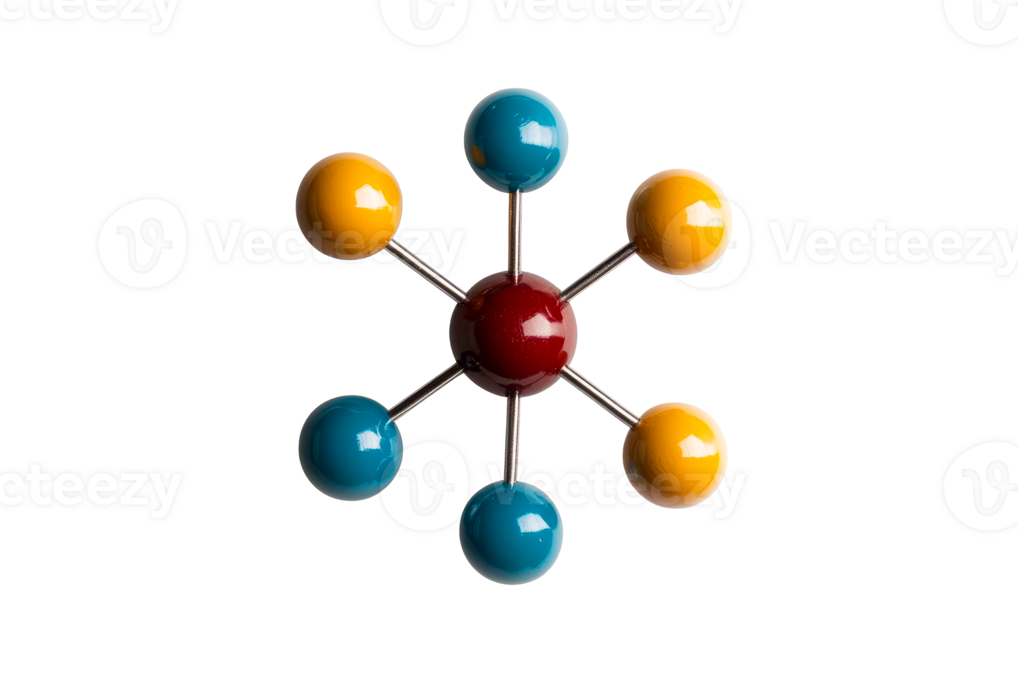Colorful molecular model on transparent background png