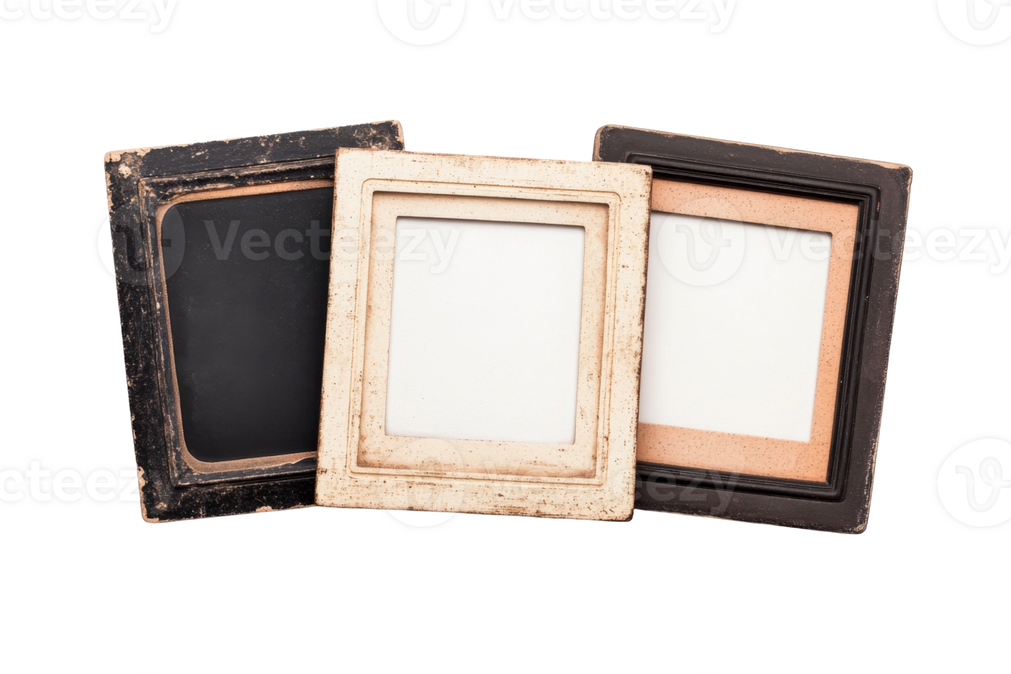 Vintage empty frames, transparent bg png