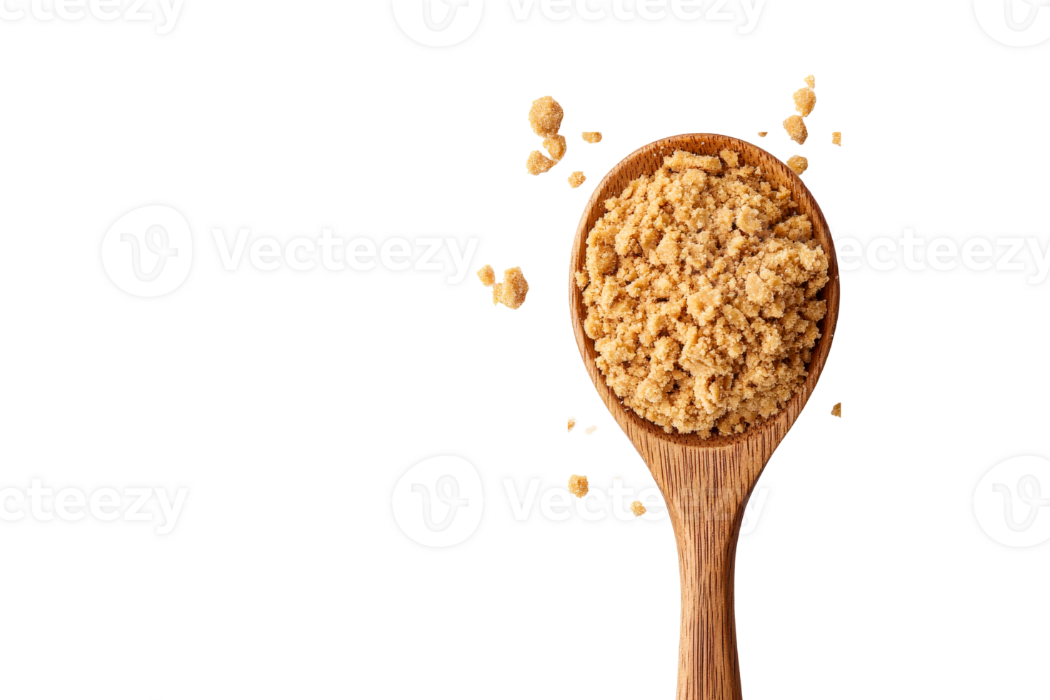 Brown sugar in wooden spoon png