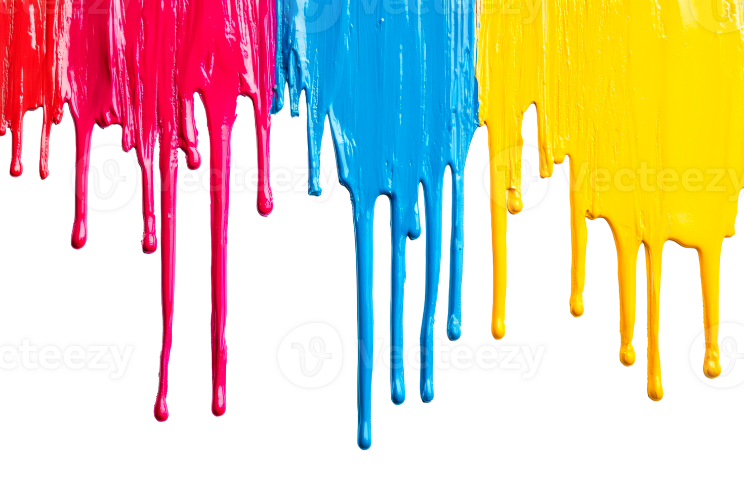 Bright paint drips on white canvas png