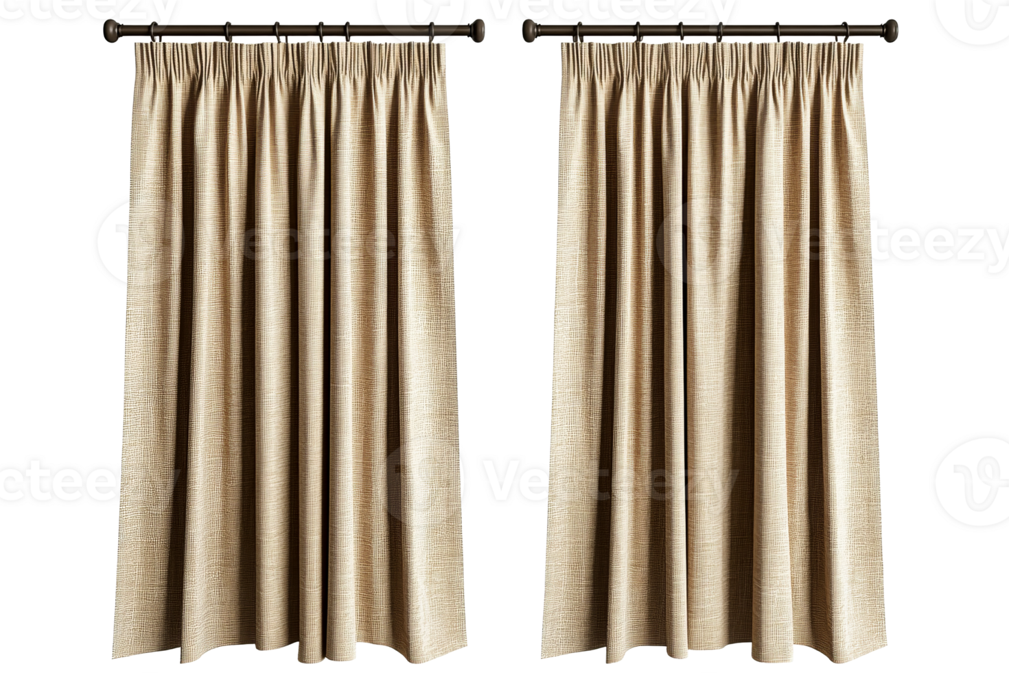 Beige curtains with a sheer background png