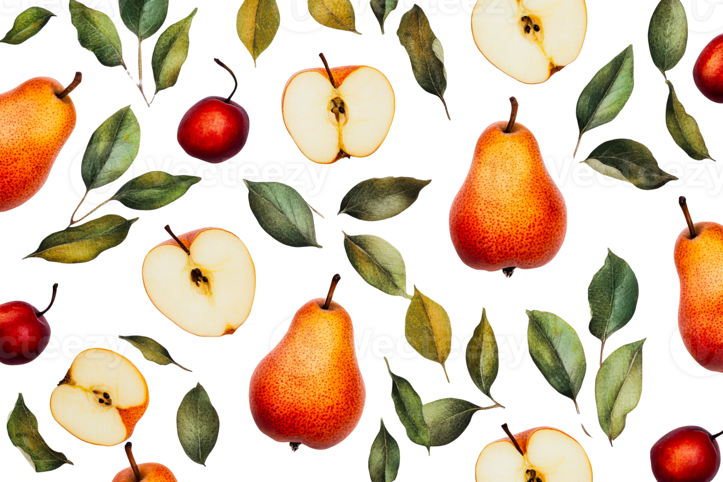 Colorful fruits and leaves arranged artfully png