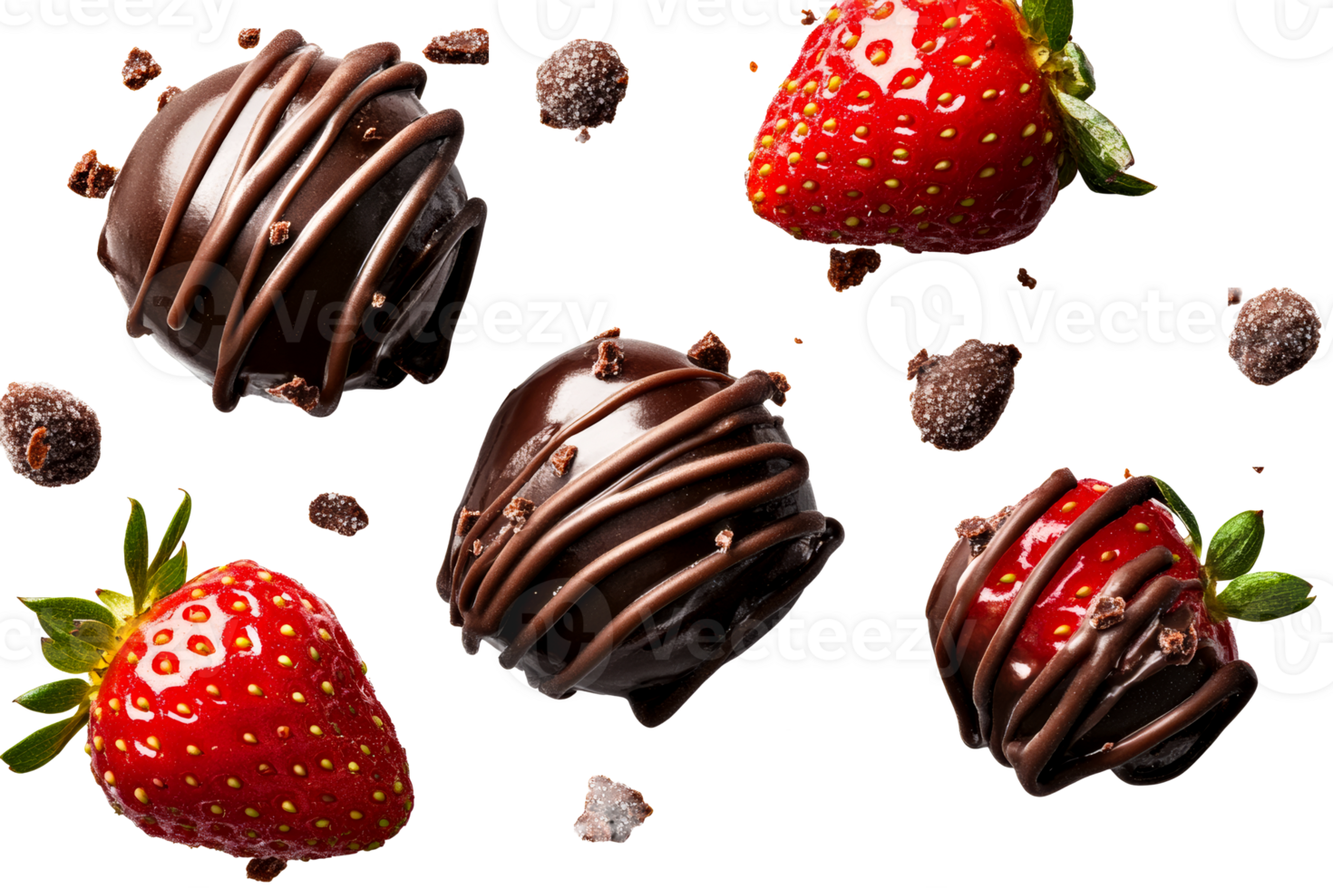 Chocolate covered strawberries on white png