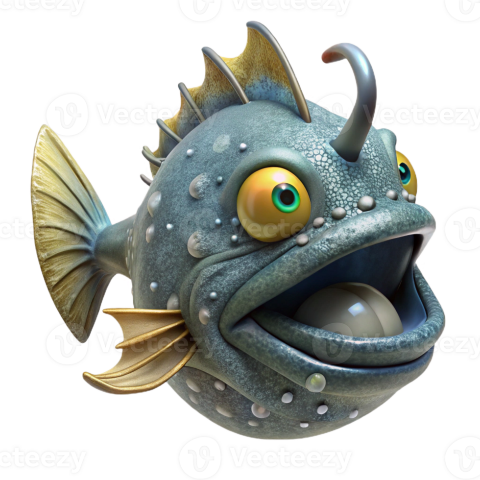 dramatic artistic Anglerfish Isolated Cutout for Deep Sea Creatures detailed png