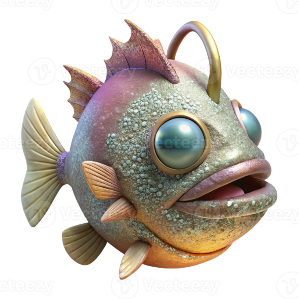 dramatic abstract Anglerfish Isolated Cutout for Deep Sea Creatures authentic png