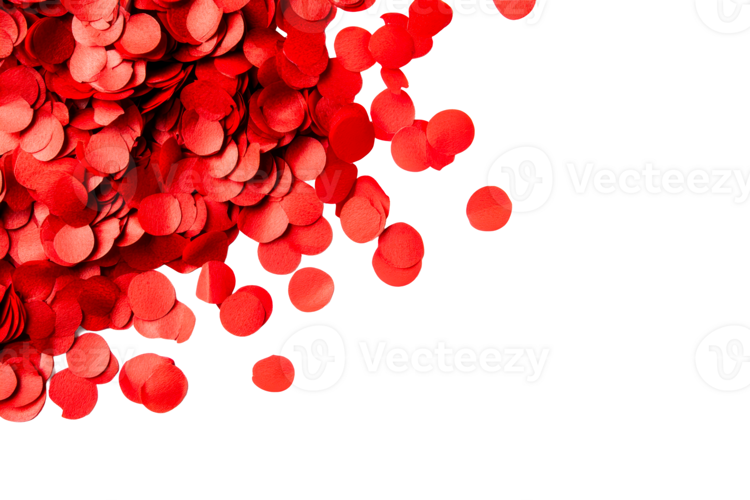 Red confetti scattered on a clean surface png