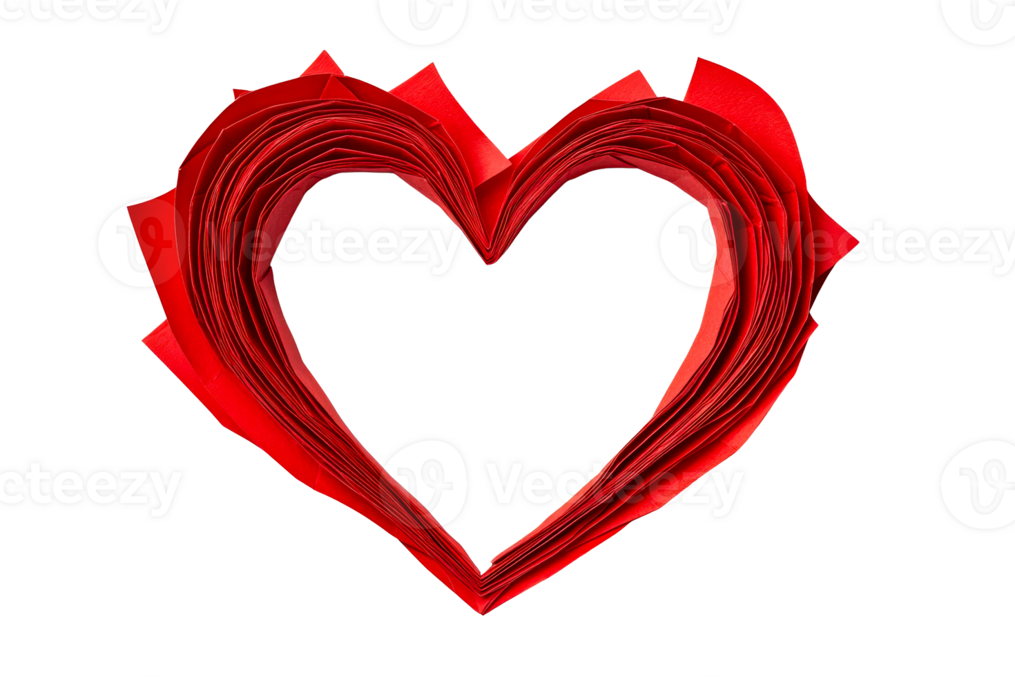 Red paper heart with a transparent background png