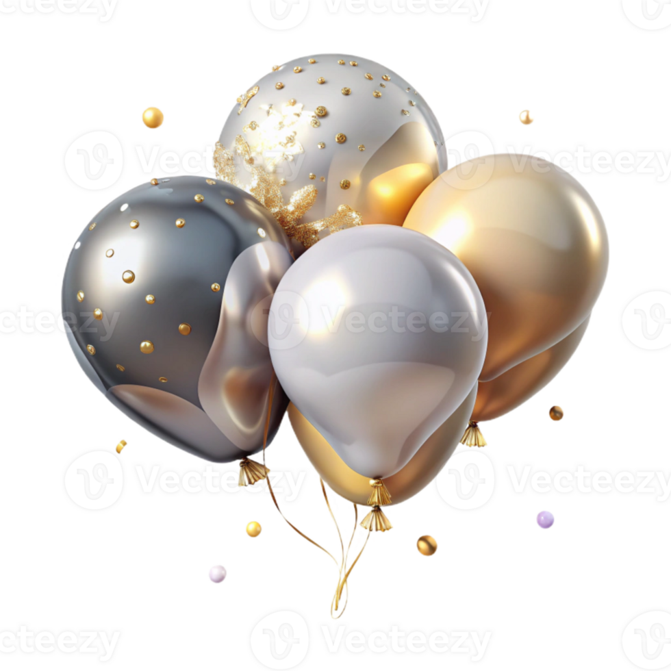 vibrant rustic Anniversary Balloons Floating in the Air Transparent authentic png