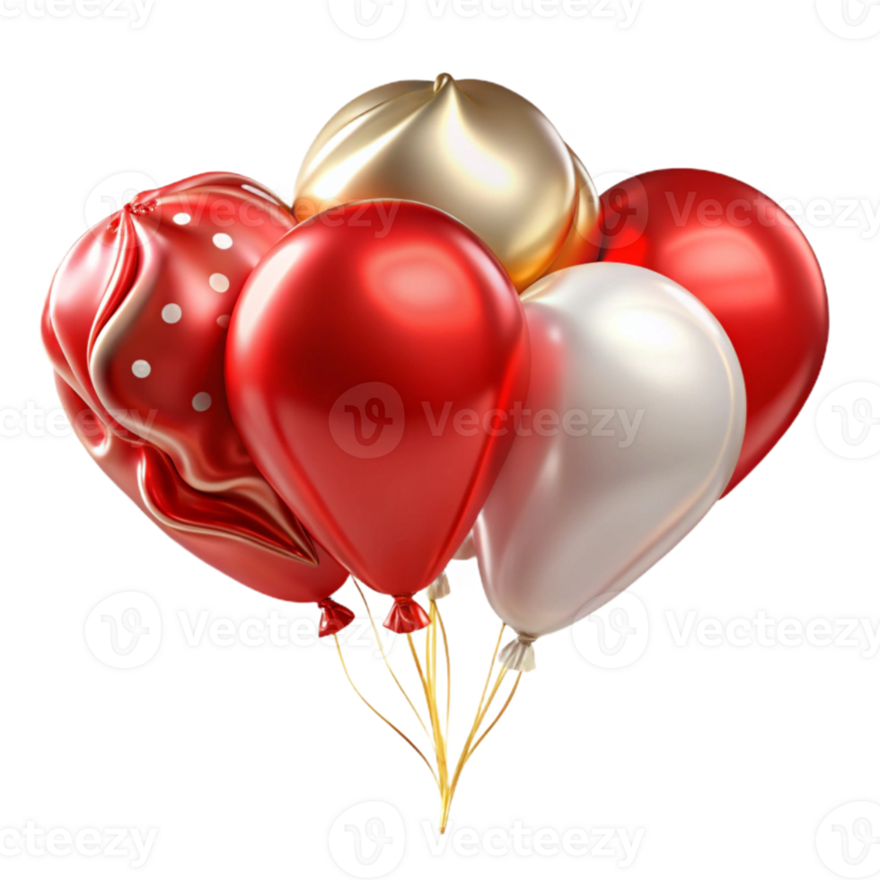 stunning classic Anniversary Balloons Red and White Transparent premium png