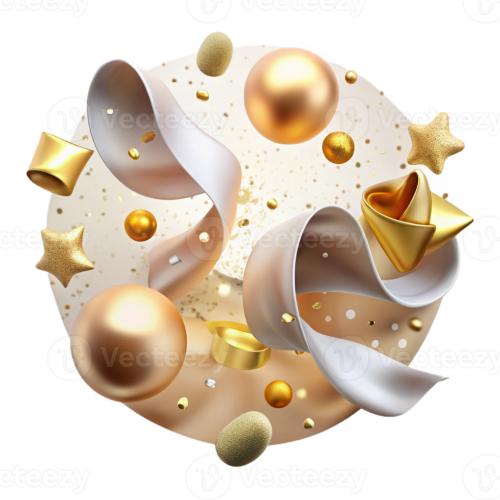 impressive artistic Anniversary Celebration Background with Confetti Isolated professional png