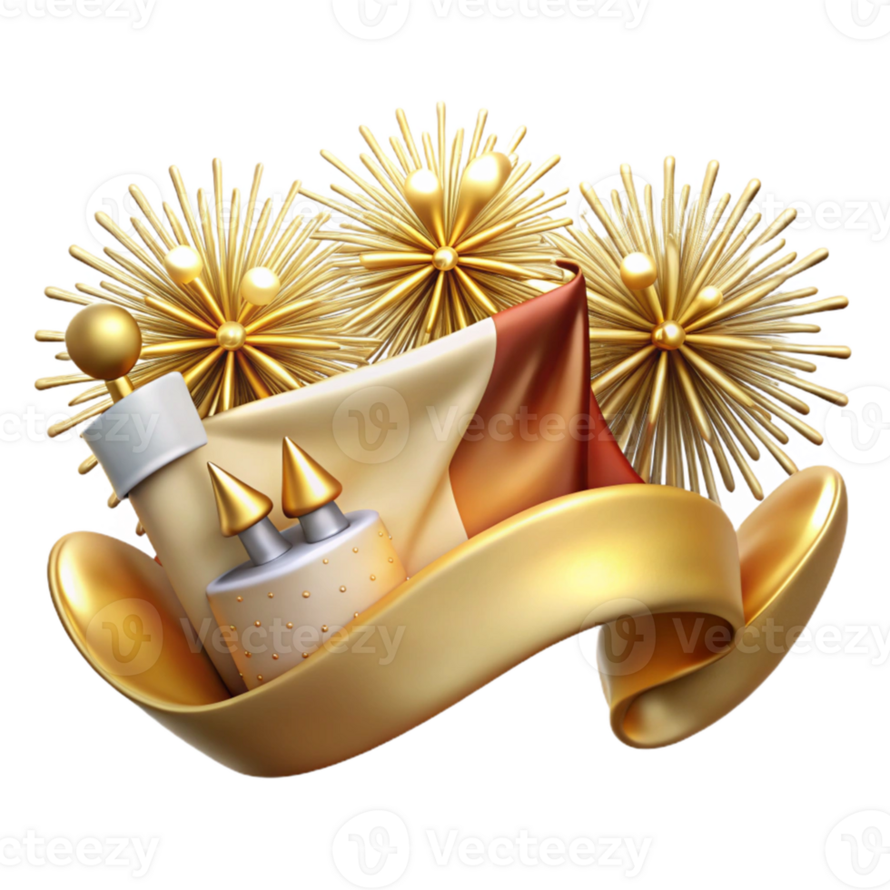 wonderful classic Anniversary Celebration Banner with Ribbon Isolated png
