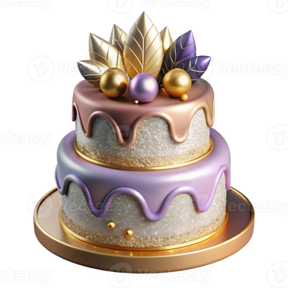 magnificent modern Anniversary Celebration Cake with Topper Isolated high resolution png