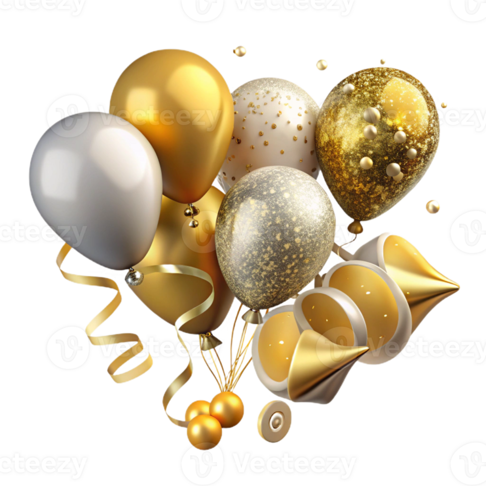 wonderful artistic Anniversary Celebration Streamers and Balloons Cutout high quality png