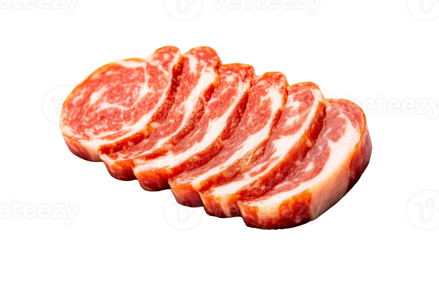 Sliced marbled meat on clear background png