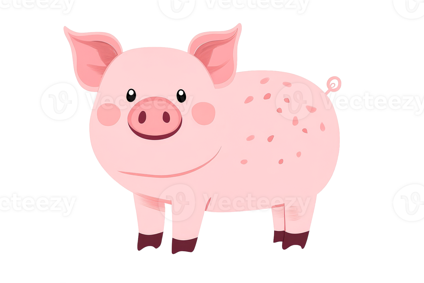 Cute cartoon pig with a friendly expression png