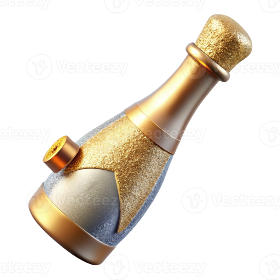 impressive artistic Anniversary Champagne Bottle with Cork Popping Transparent detailed png
