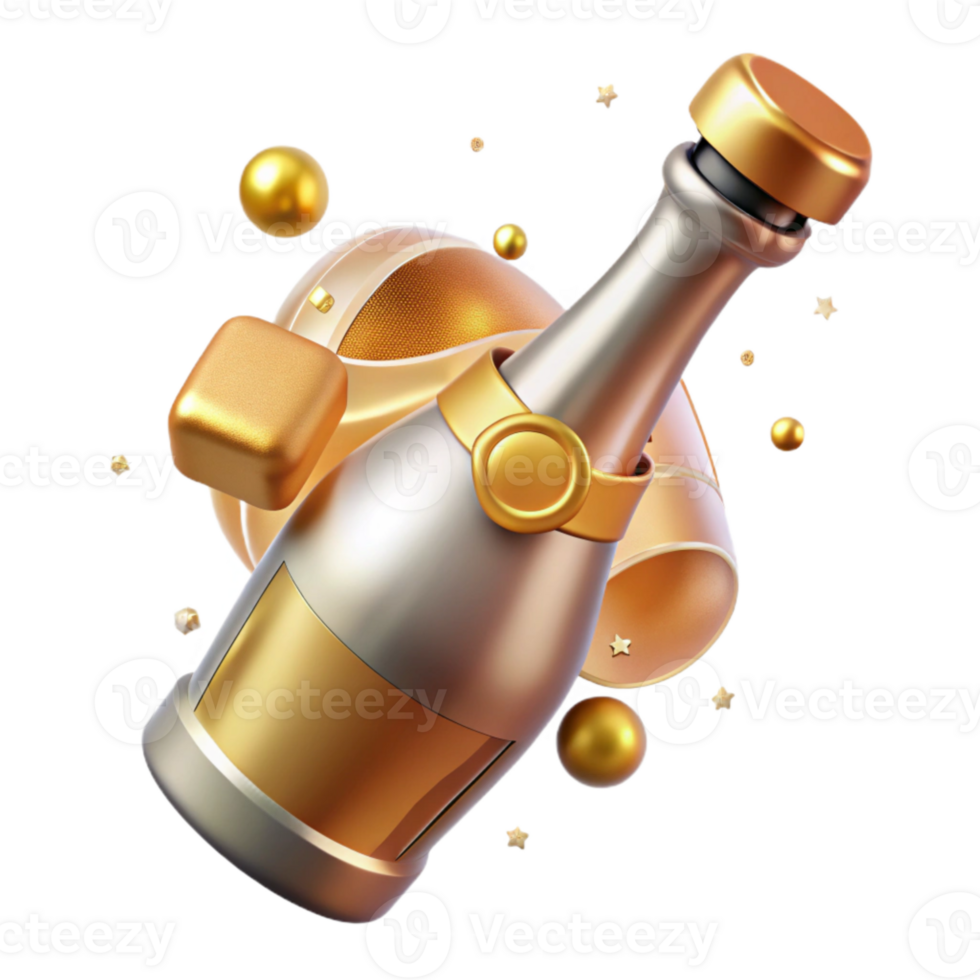 stunning creative Anniversary Champagne Bottle with Cork Popping Transparent genuine png