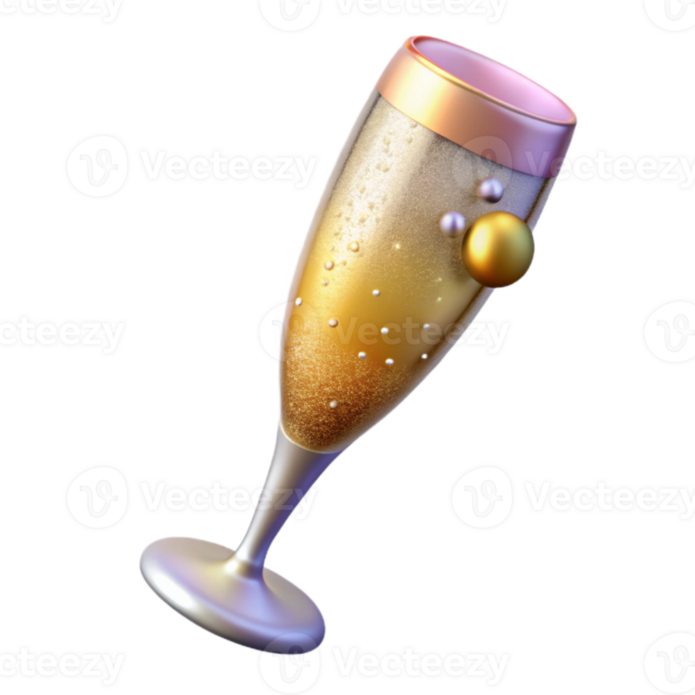 impressive minimalist Anniversary Champagne Flute with Bubbles Transparent genuine png