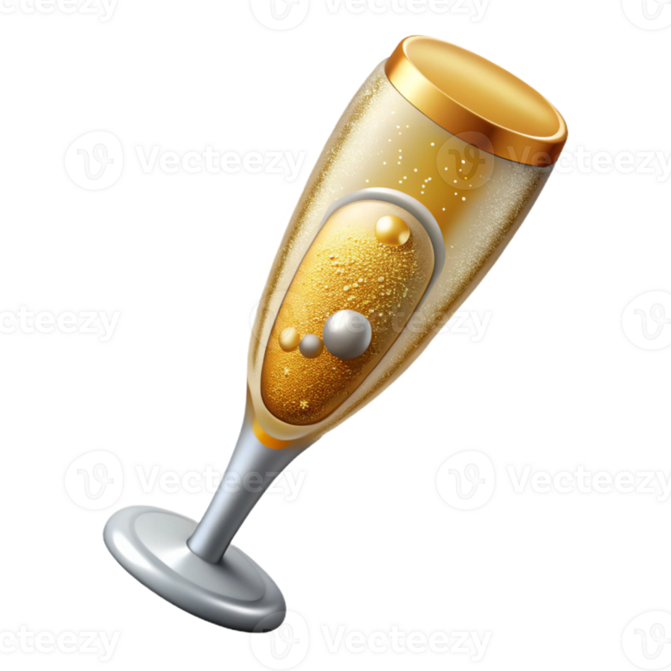 extraordinary vintage Anniversary Champagne Flute with Bubbles Transparent authentic png
