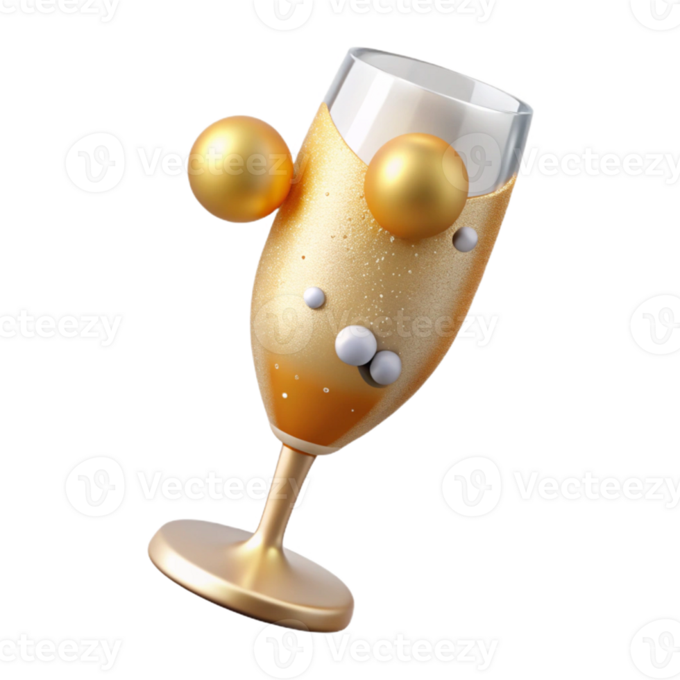 impressive classic Anniversary Champagne Flute with Bubbles Transparent authentic png