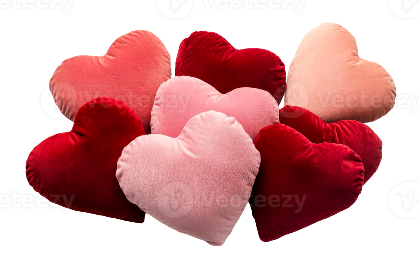 Colorful heart pillows on clear background png