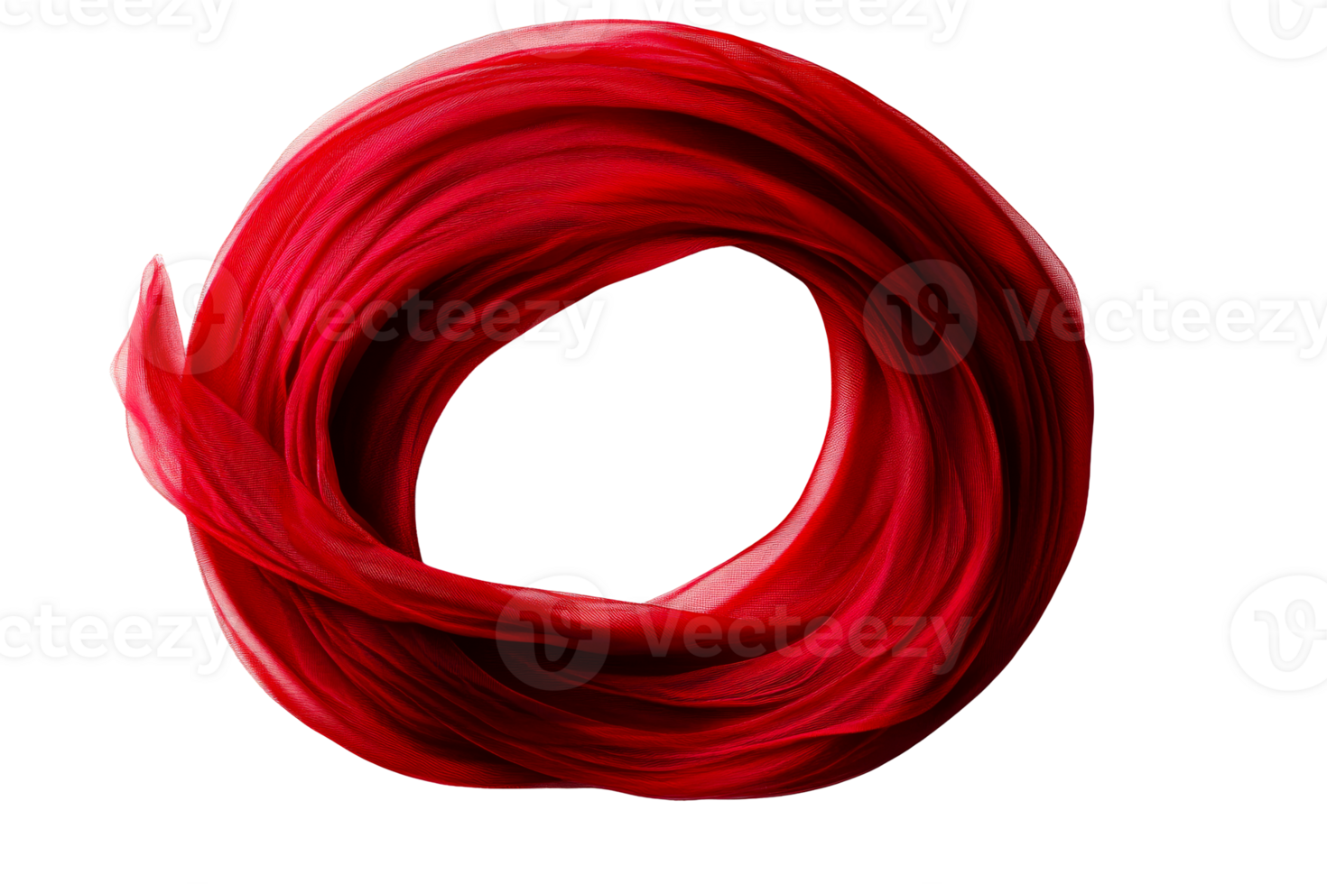 Flowing red fabric with transparent background png