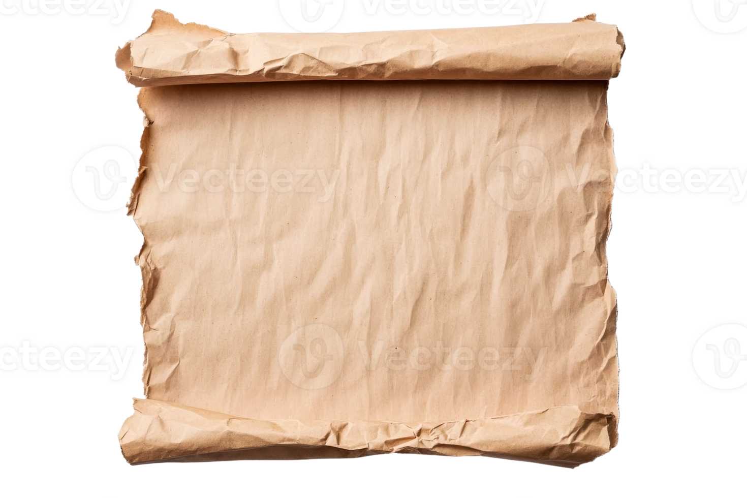 Crumpled parchment with textured edges png