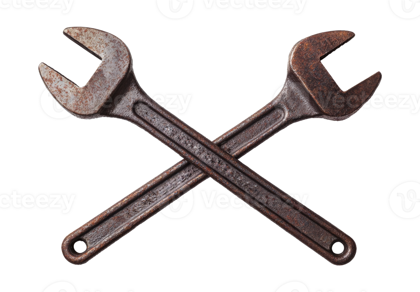 Rusty wrenches crossed for mechanical work png