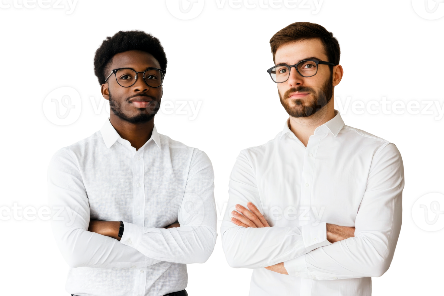 Confident men in white shirts png