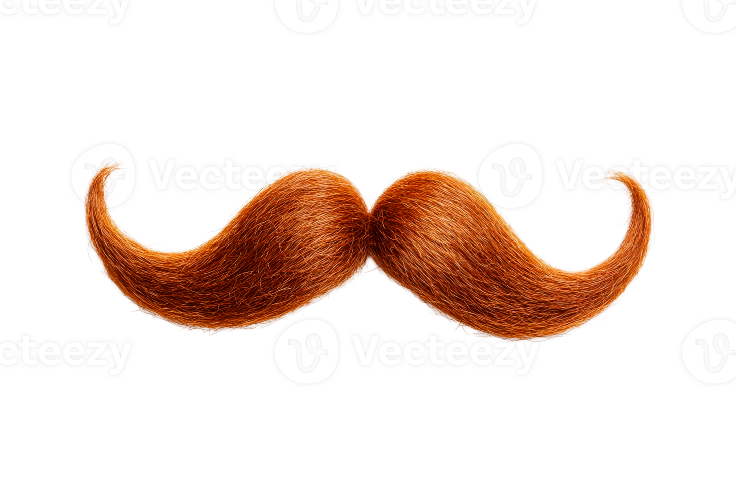 Whimsical orange mustache with curled ends png