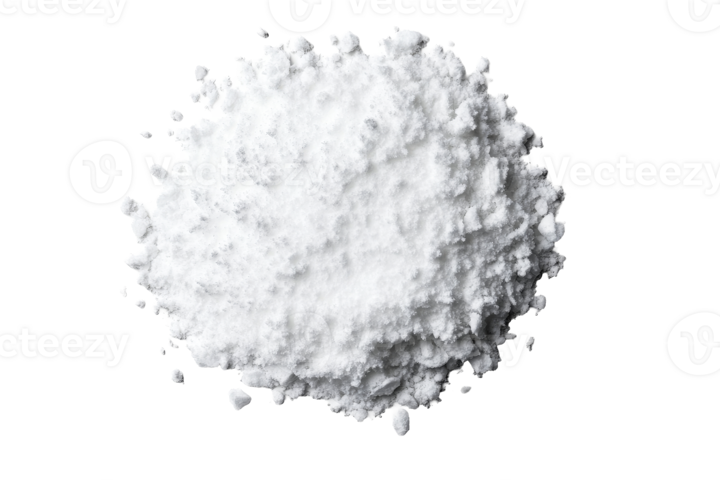 White powder pile on transparent background png