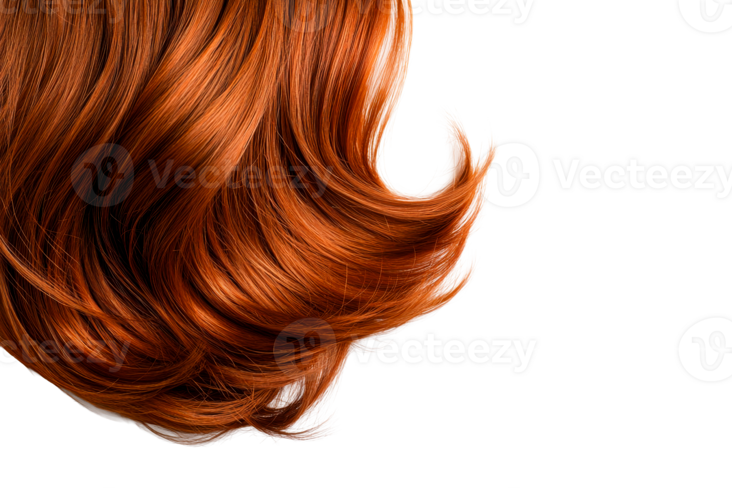 Orange wavy hair on transparent bg png