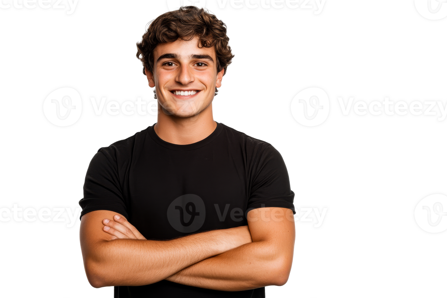 A young man is smiling broadly with arms crossed png