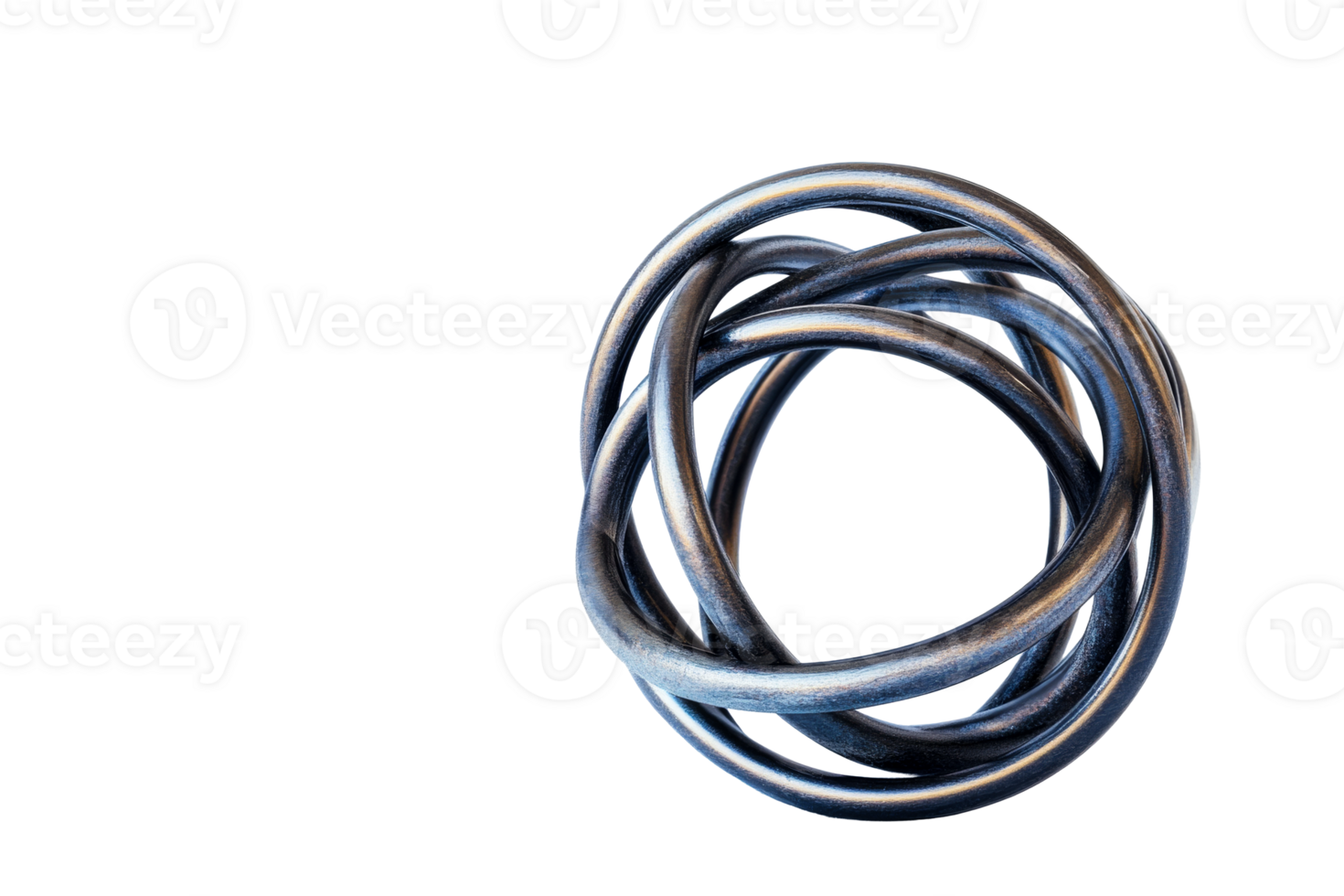 Metal knot design, ring arrangement, tangle concept, cut out transparent png