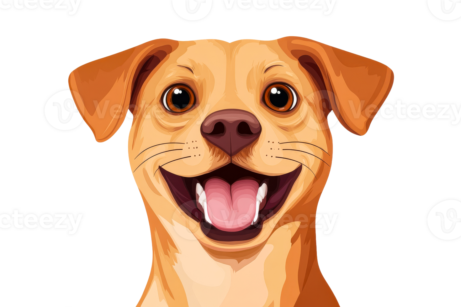 Happy dog cartoon portrait with open mouth, cut out transparent png