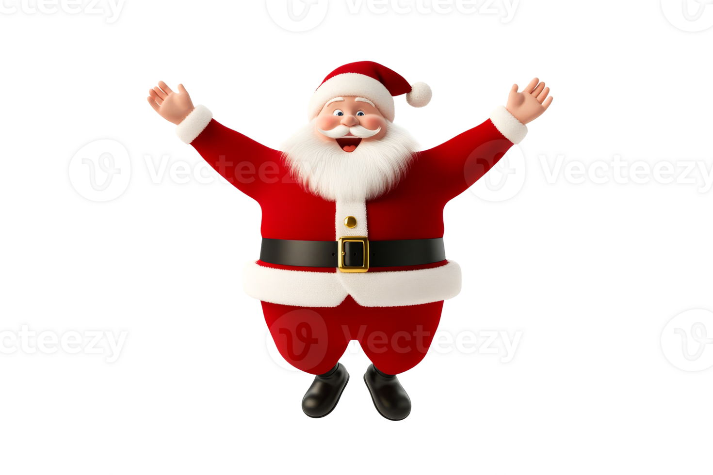 Cheerful Christmas Father character, with open arms, cut out transparent png