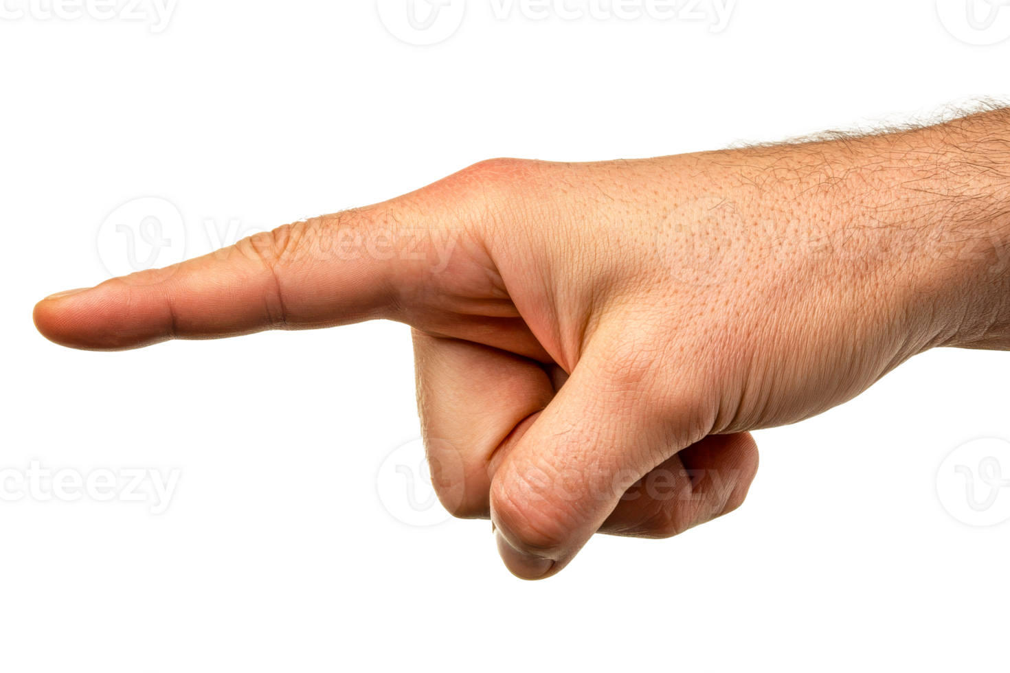 Hand pointing left with index finger, direction concept, cut out transparent png